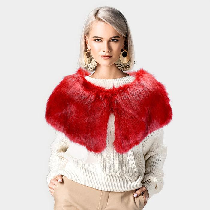 Burgundy Faux Fur Cape Scarf