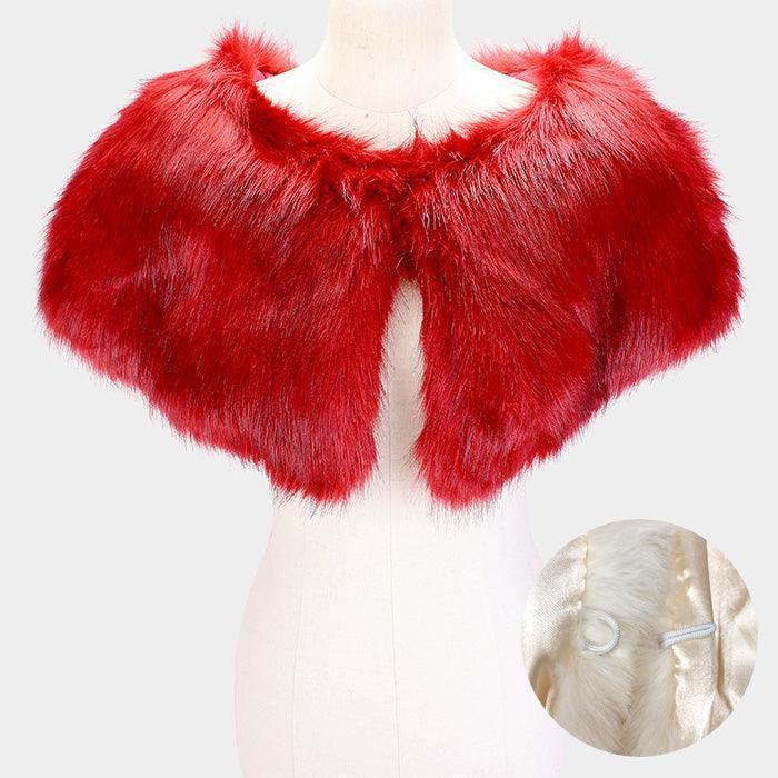 Burgundy Faux Fur Cape Scarf - Jewelry Store by Erik Rayo