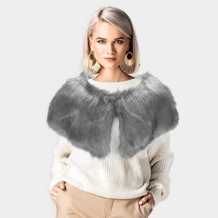 Gray Faux Fur Cape Scarf - Jewelry Store by Erik Rayo