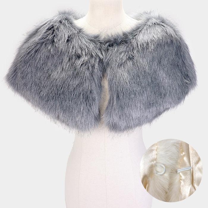 Gray Faux Fur Cape Scarf - Jewelry Store by Erik Rayo
