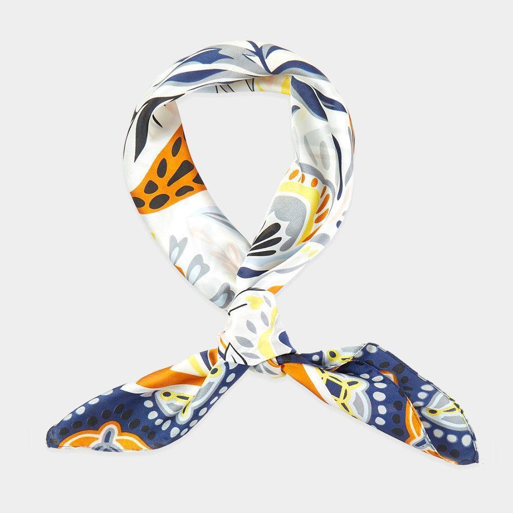 Navy Tropical Leaves Print Bandana Scarf - Jewelry Store by Erik Rayo