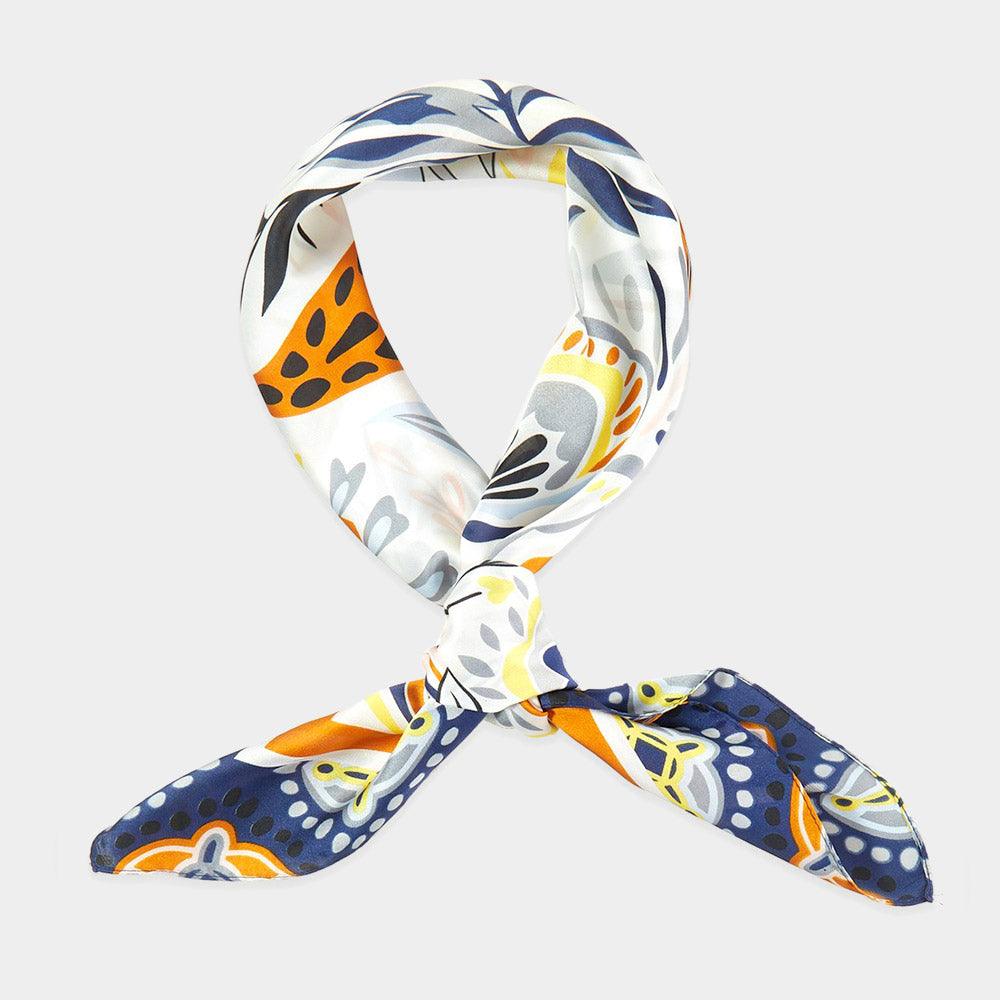 Navy Tropical Leaves Print Bandana Scarf