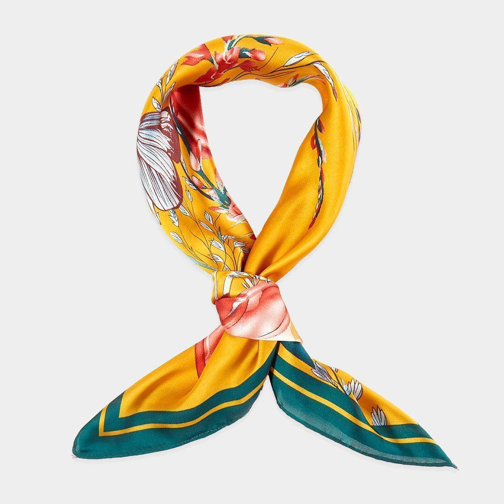 Mustard Tropical Leaves Print Bandana Scarf - Jewelry Store by Erik Rayo