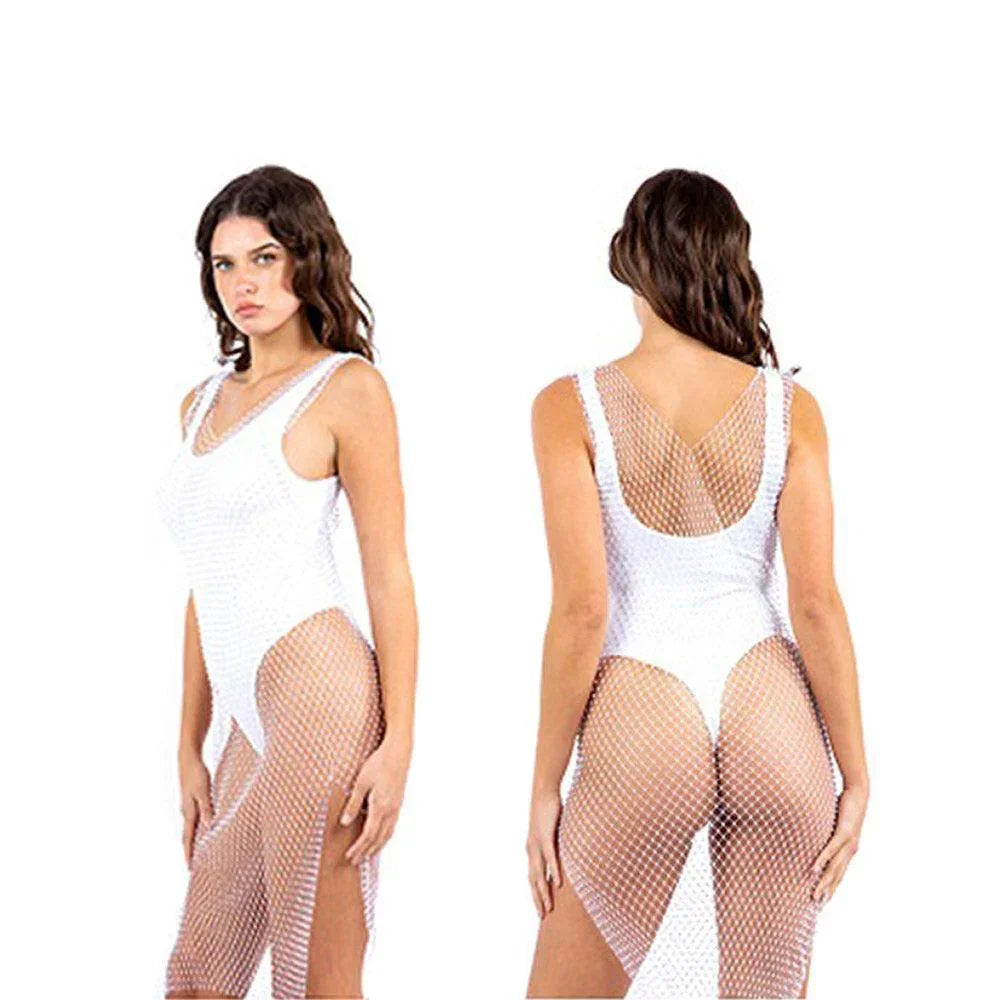 White Bling Mesh Cover Up Dress - Jewelry Store by Erik Rayo