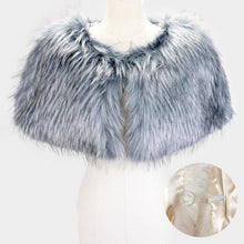 Load image into Gallery viewer, Gray Faux Fur Cape Scarf
