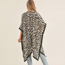 Load image into Gallery viewer, Beige Leopard Pattern Print Kimono Poncho
