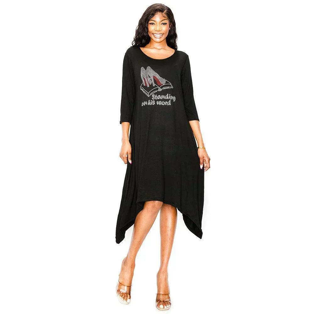 Black Standing on His Word Crystal Embellished Dress - Jewelry Store by Erik Rayo