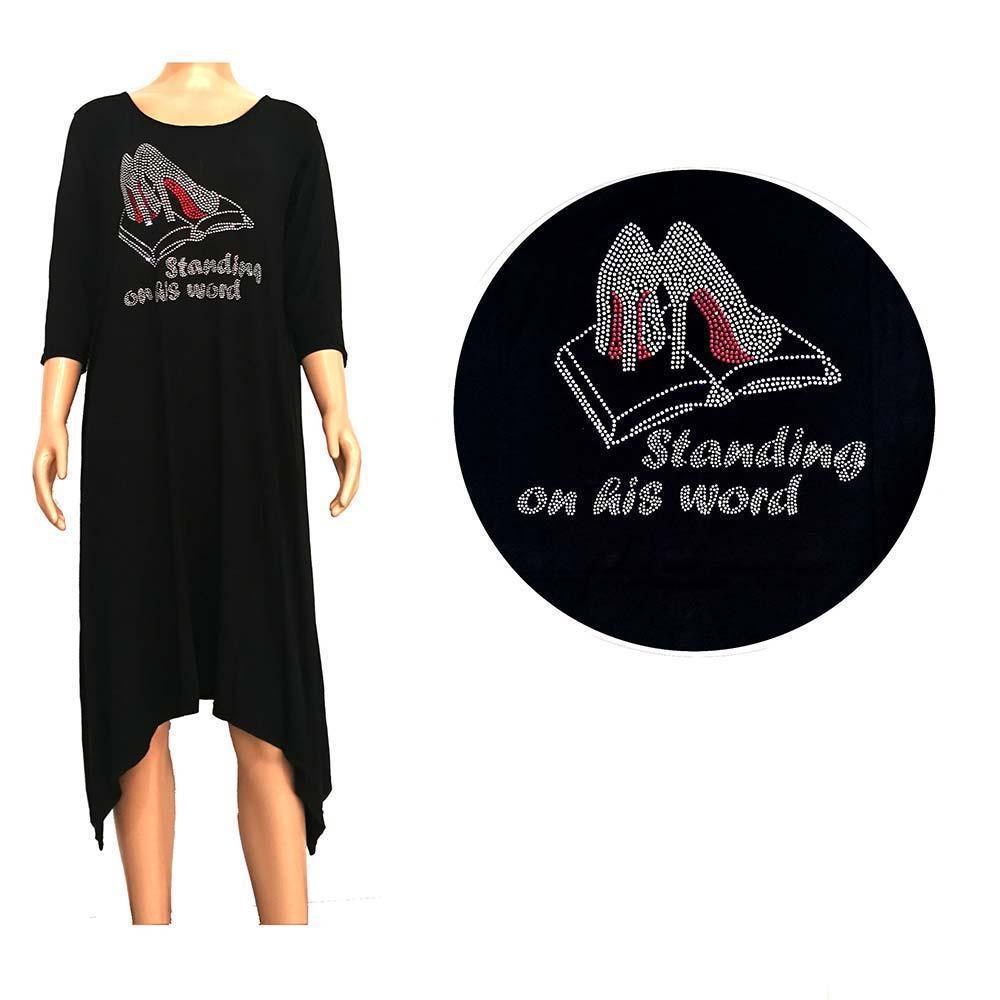 Black Standing on His Word Crystal Embellished Dress - Jewelry Store by Erik Rayo