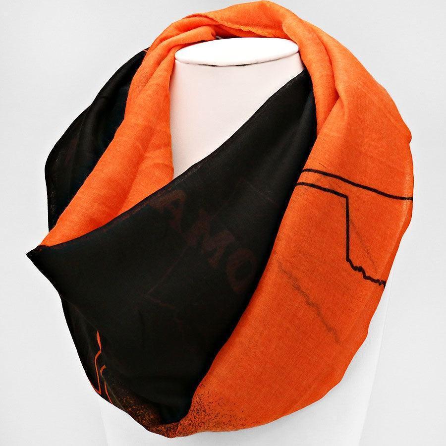 Orange "Oklahoma" Polyester Infinity Scarf - Jewelry Store by Erik Rayo