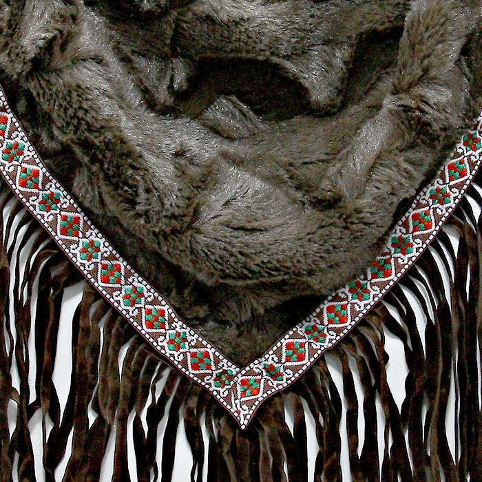 Brown Boho Fringe Fur Scarf - Jewelry Store by Erik Rayo