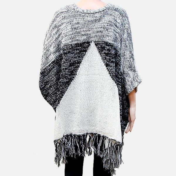 White Delta Knit Acrylic Poncho - Jewelry Store by Erik Rayo