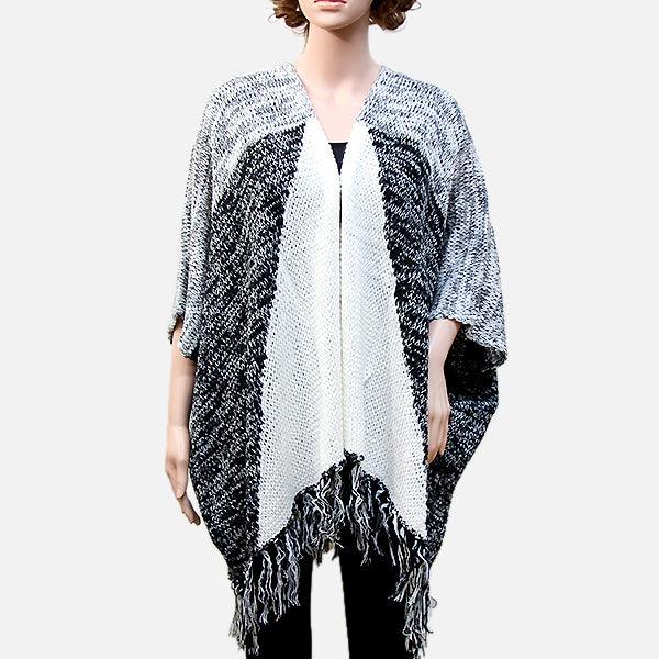 White Delta Knit Acrylic Poncho