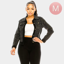 Load image into Gallery viewer, Black Bling Denim Jacket
