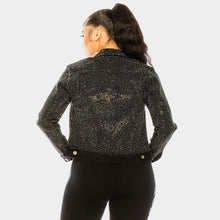 Load image into Gallery viewer, Black Bling Denim Jacket
