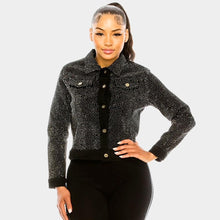 Load image into Gallery viewer, Black Bling Denim Jacket
