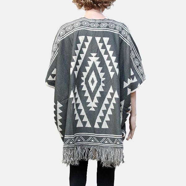 Gray Tribal Fringe Acrylic Poncho - Jewelry Store by Erik Rayo