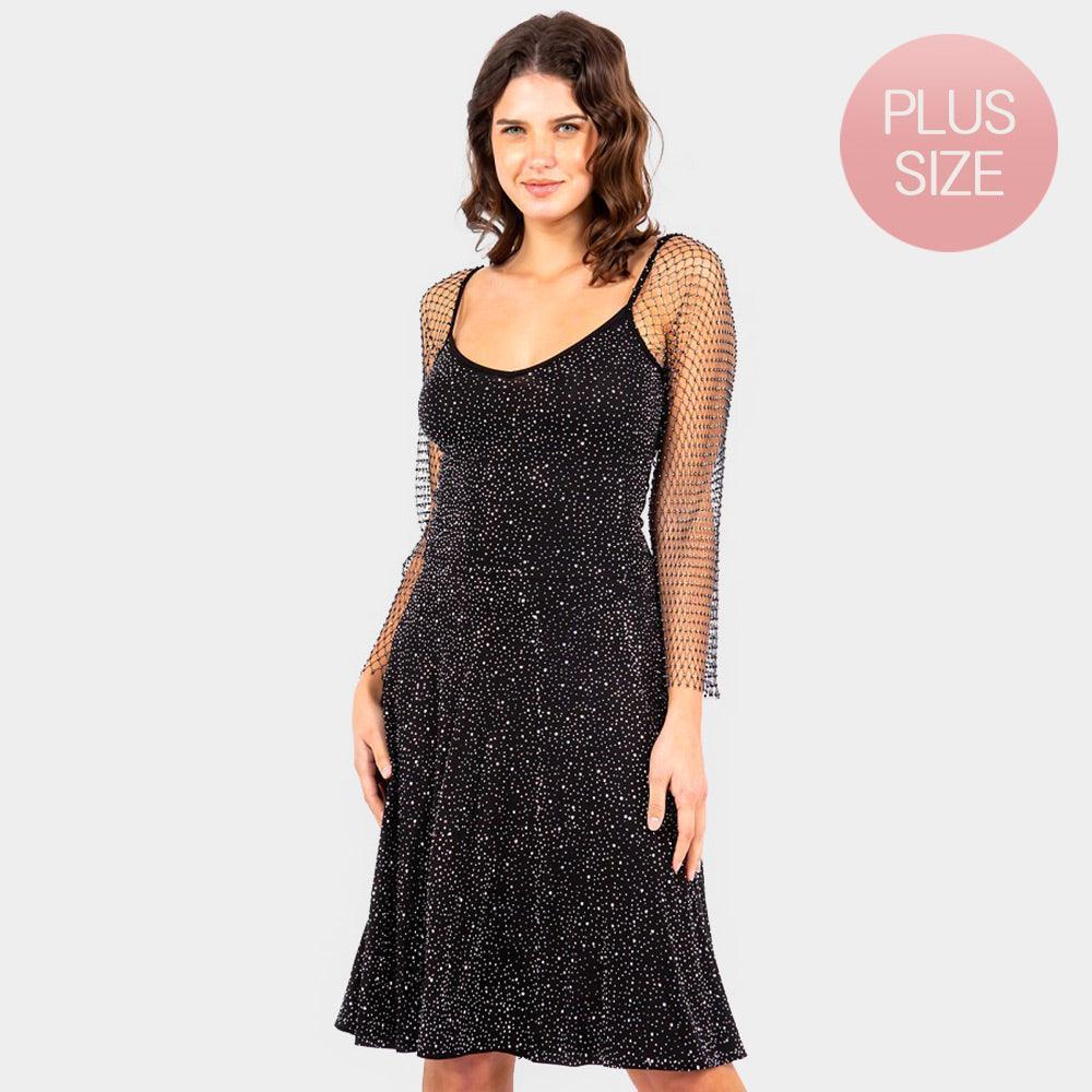 Black Bling Studded Pleated Dress - Jewelry Store by Erik Rayo