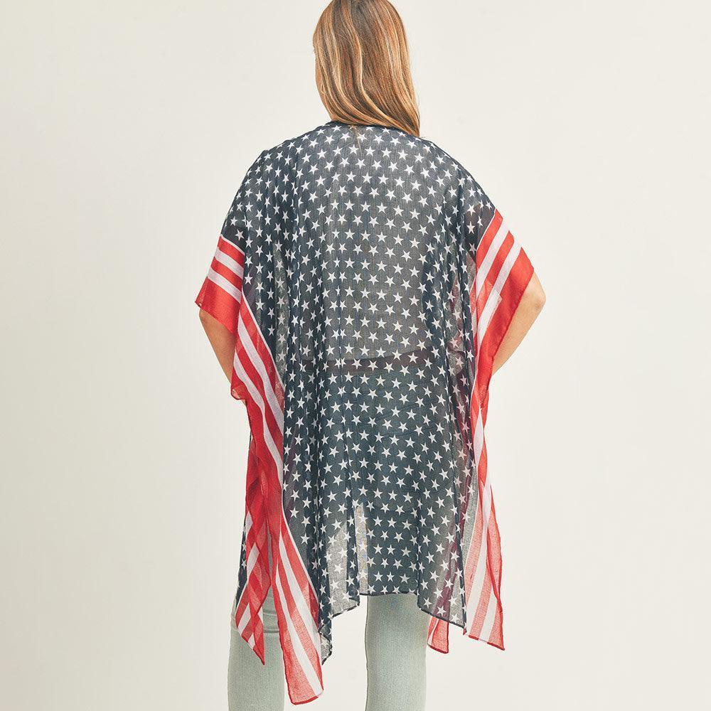 American USA Flag Print Kimono Poncho - Jewelry Store by Erik Rayo