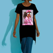 Load image into Gallery viewer, Black Queen Woman Printed Crystal Embellished Half Sleeve Top
