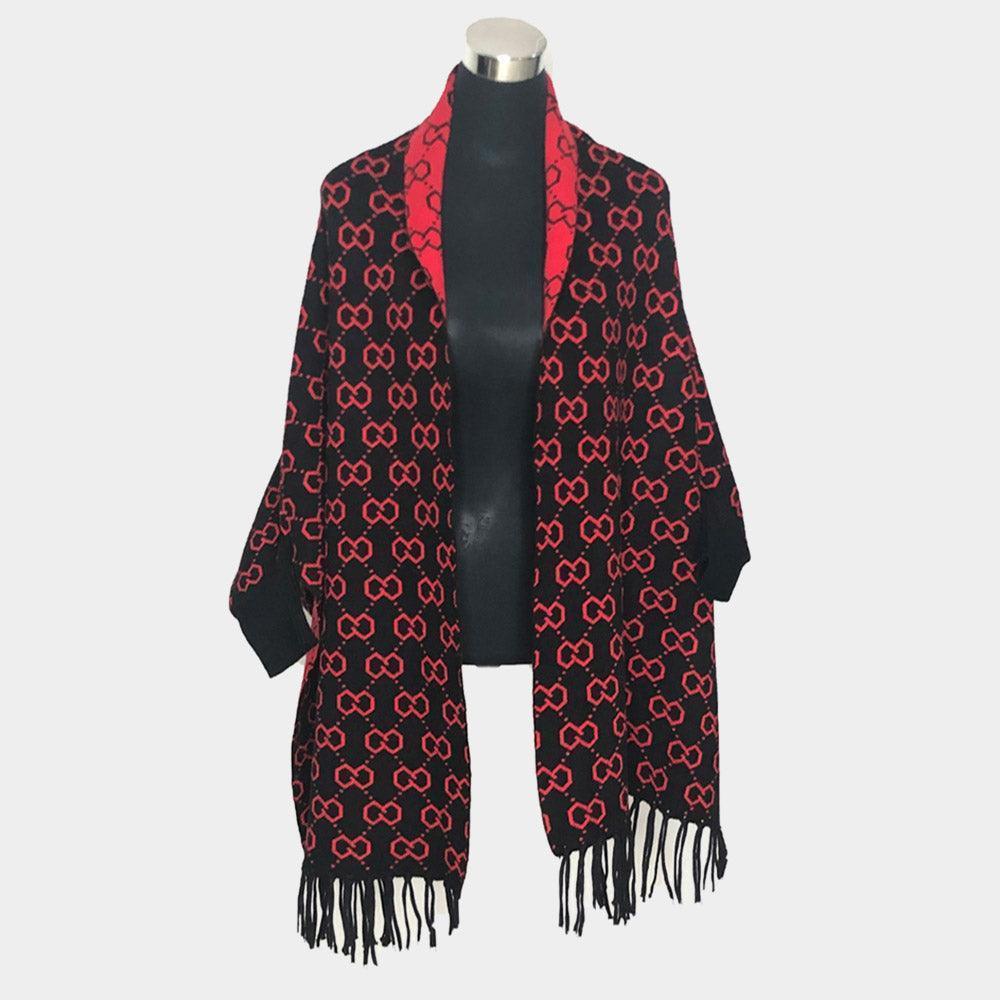 Red Luxury Patterned Poncho - Jewelry Store by Erik Rayo