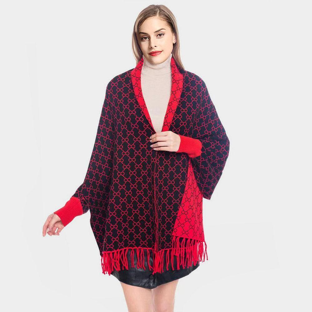 Red Luxury Patterned Poncho - Jewelry Store by Erik Rayo