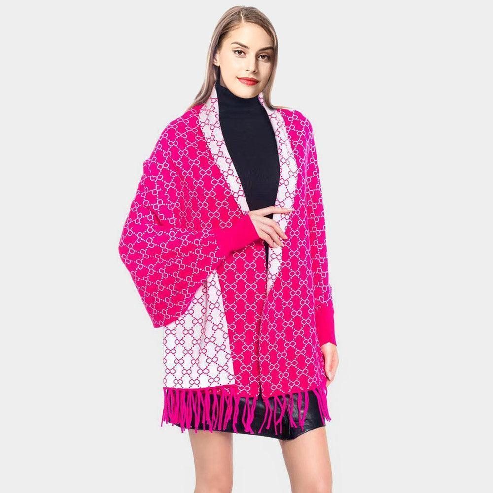 Fuchsia Luxury Patterned Poncho - Jewelry Store by Erik Rayo