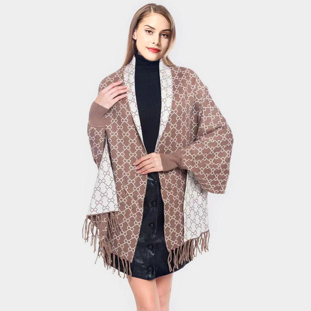 Khaki Luxury Patterned Poncho - Jewelry Store by Erik Rayo