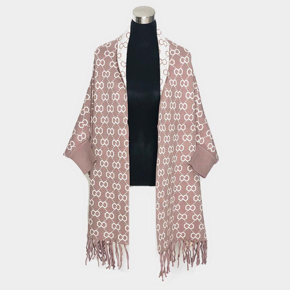 Khaki Luxury Patterned Poncho - Jewelry Store by Erik Rayo