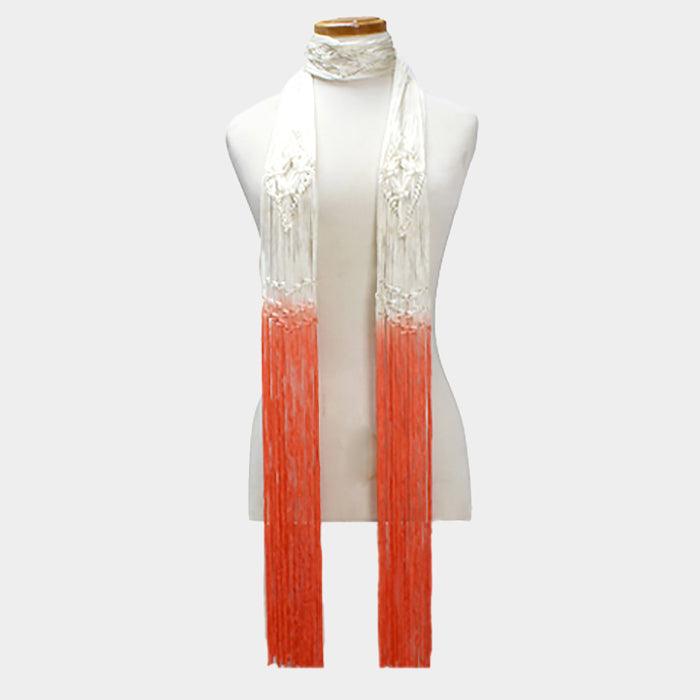 Orange Thin ombre rope scarf