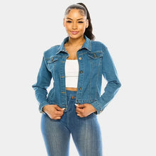 Load image into Gallery viewer, Denim Queen Stiletto Heel Back Accented Denim Jacket
