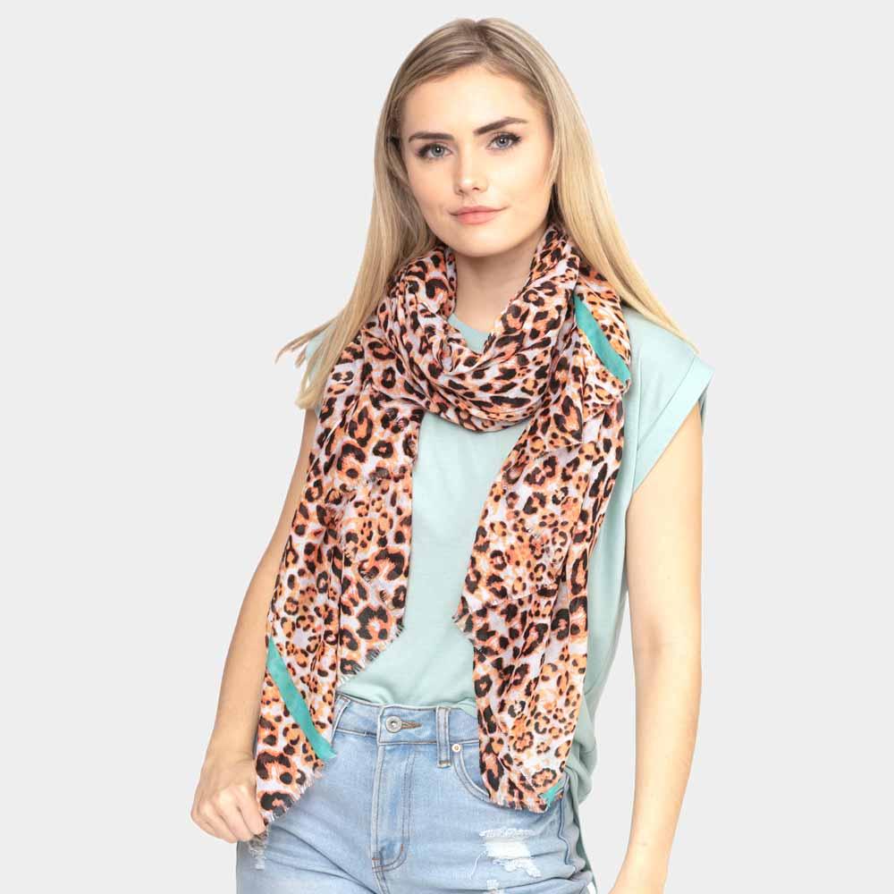 Orange Line Leopard Scarf