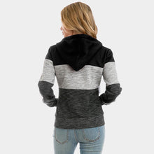 Load image into Gallery viewer, Black Color Block Zip Up Hoodies Sweater

