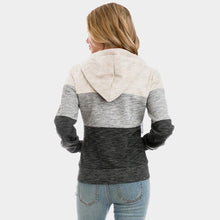 Load image into Gallery viewer, Ivory Color Block Zip Up Hoodies Sweater
