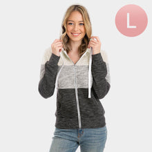 Load image into Gallery viewer, Ivory Color Block Zip Up Hoodies Sweater
