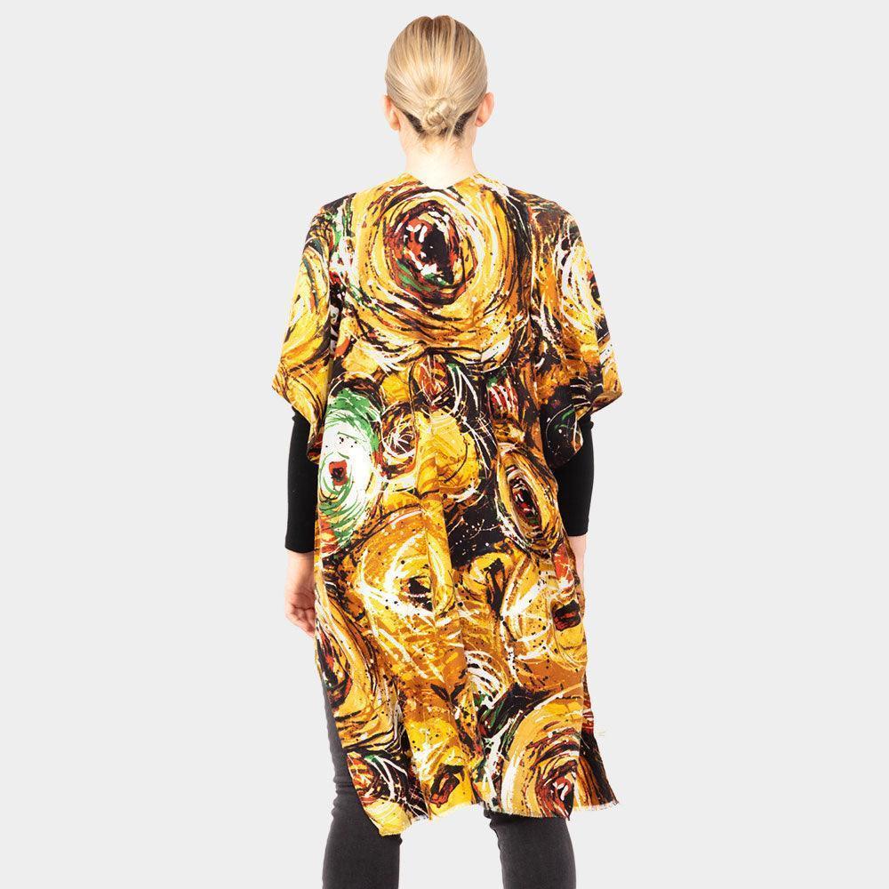 Mustard Abstract Print Kimono Poncho - Jewelry Store by Erik Rayo