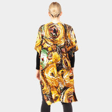 Load image into Gallery viewer, Mustard Abstract Print Kimono Poncho
