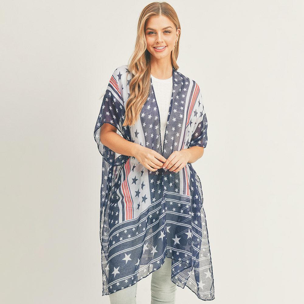 American USA Flag Kimono Poncho - Jewelry Store by Erik Rayo