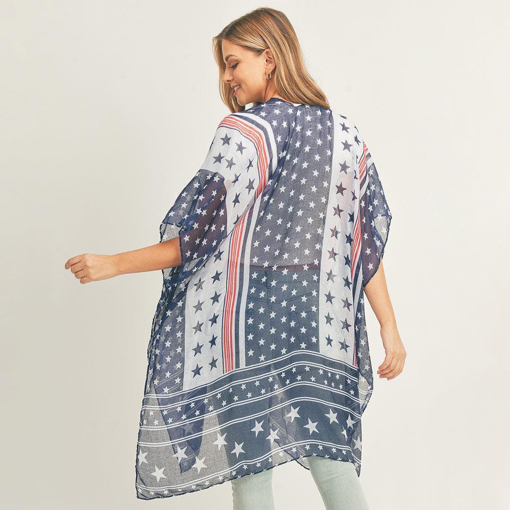 American USA Flag Kimono Poncho - Jewelry Store by Erik Rayo