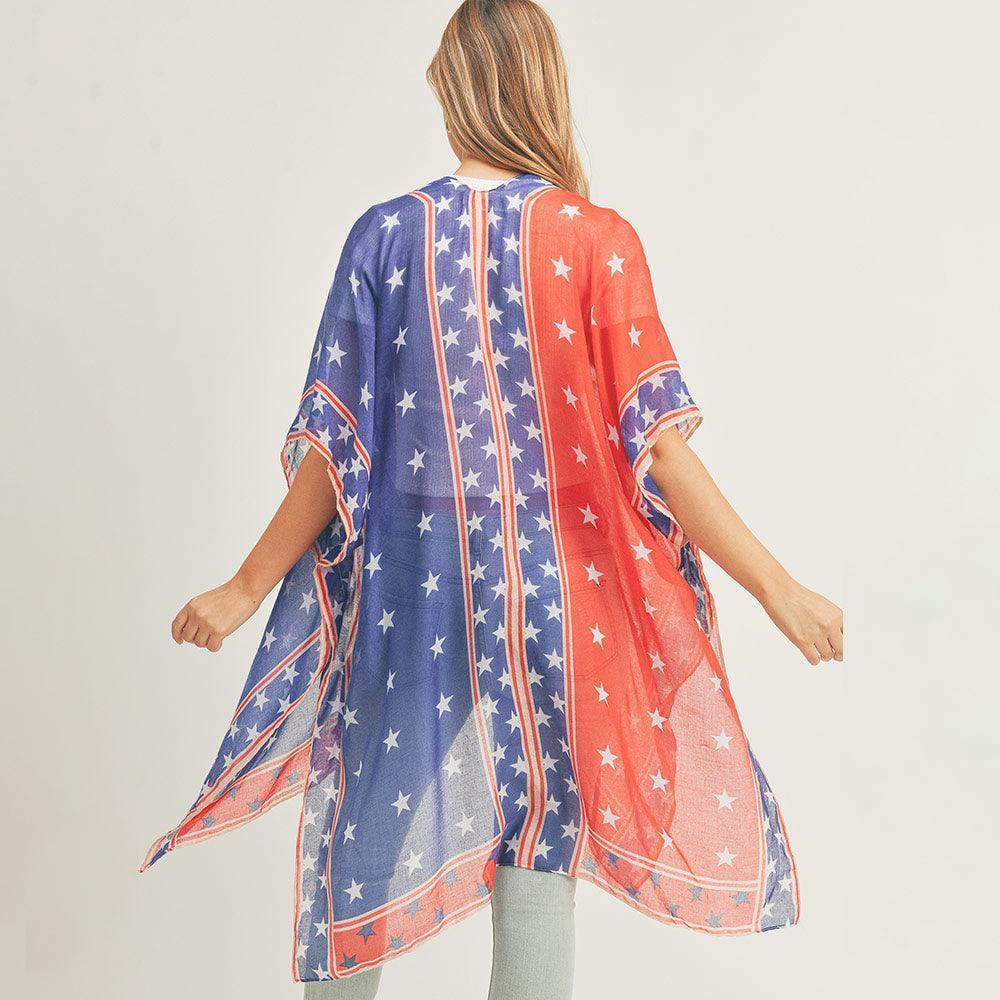 American USA Flag Kimono Poncho - Jewelry Store by Erik Rayo
