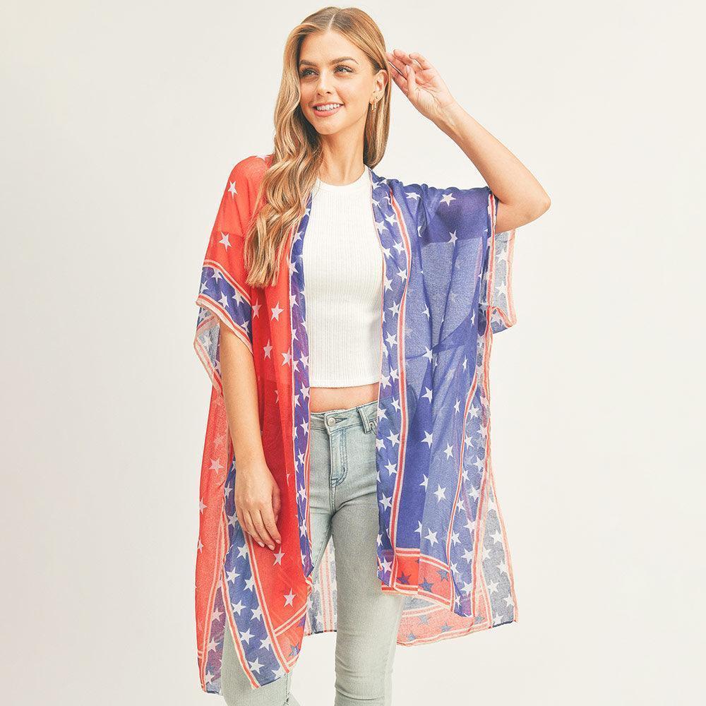 American USA Flag Kimono Poncho - Jewelry Store by Erik Rayo