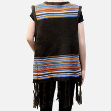 Load image into Gallery viewer, Orange Tribal Fringe Acrylic Poncho
