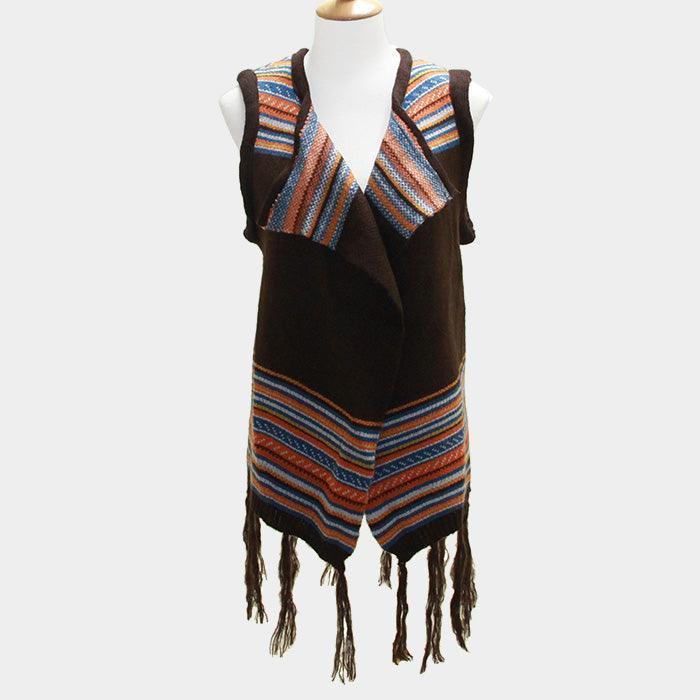 Orange Tribal Fringe Acrylic Poncho - Jewelry Store by Erik Rayo