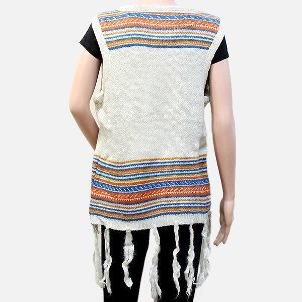 Orange Tribal Fringe Acrylic Poncho - Jewelry Store by Erik Rayo