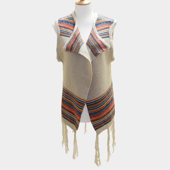 Orange Tribal Fringe Acrylic Poncho - Jewelry Store by Erik Rayo