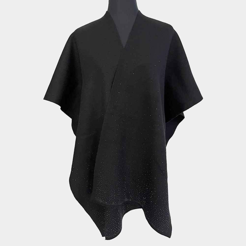 Black Bling Solid Ruana Poncho - Jewelry Store by Erik Rayo