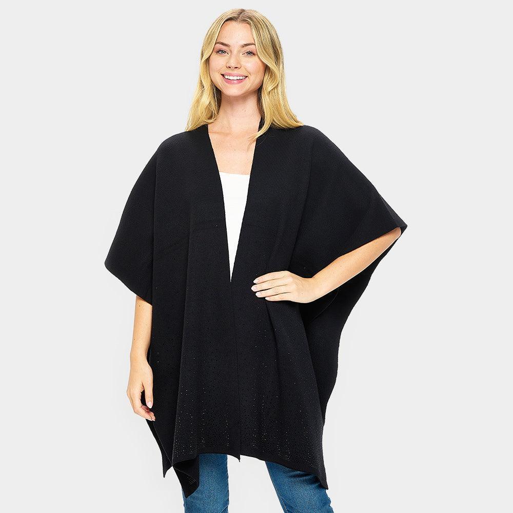 Black Bling Solid Ruana Poncho - Jewelry Store by Erik Rayo