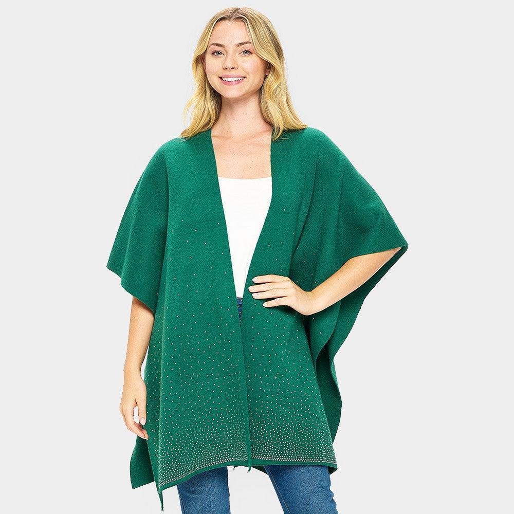 Green Bling Solid Ruana Poncho - Jewelry Store by Erik Rayo
