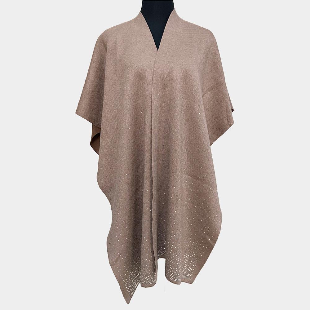 Khaki Bling Solid Ruana Poncho - Jewelry Store by Erik Rayo