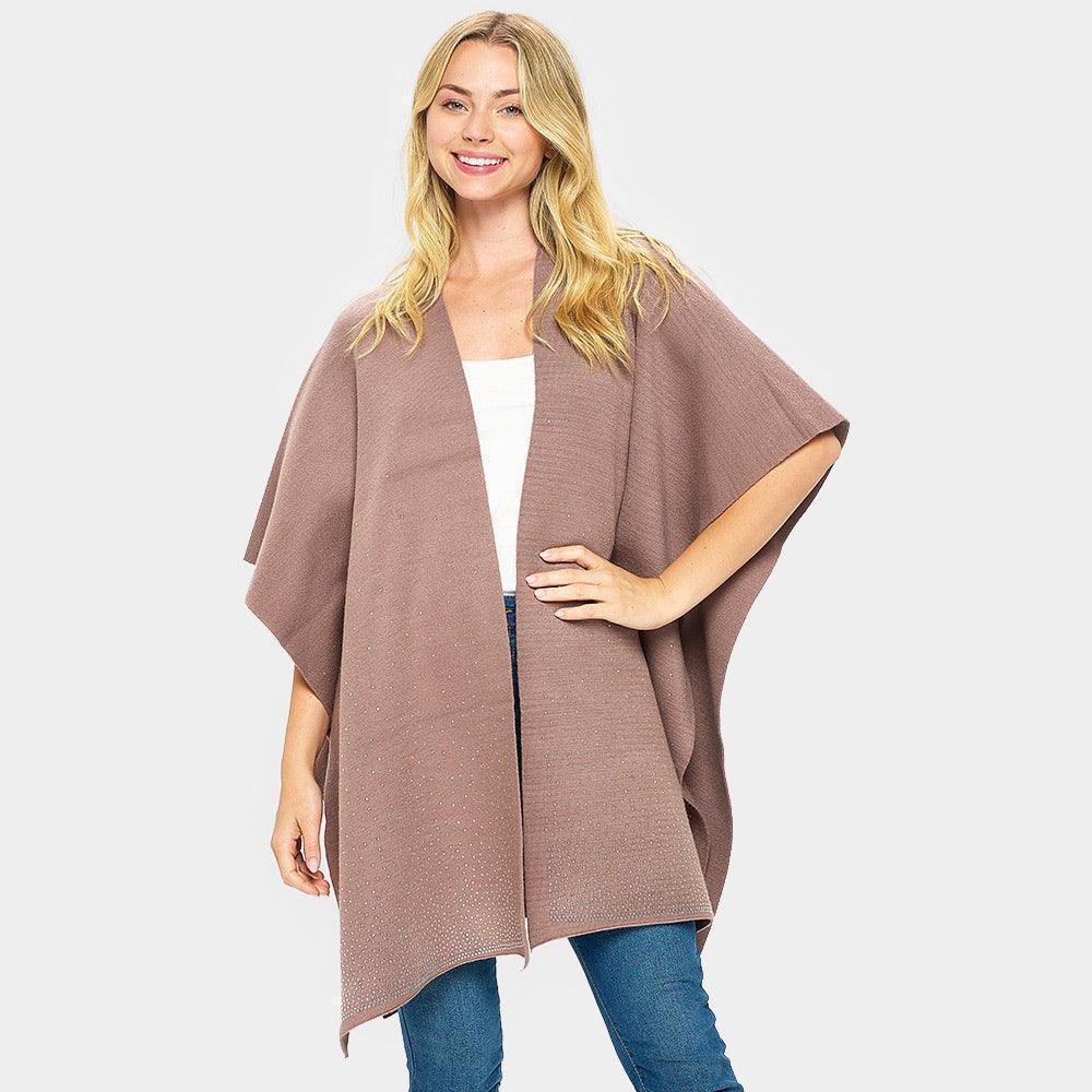 Khaki Bling Solid Ruana Poncho - Jewelry Store by Erik Rayo