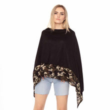 Load image into Gallery viewer, Black Camouflage Pattern Trim Poncho
